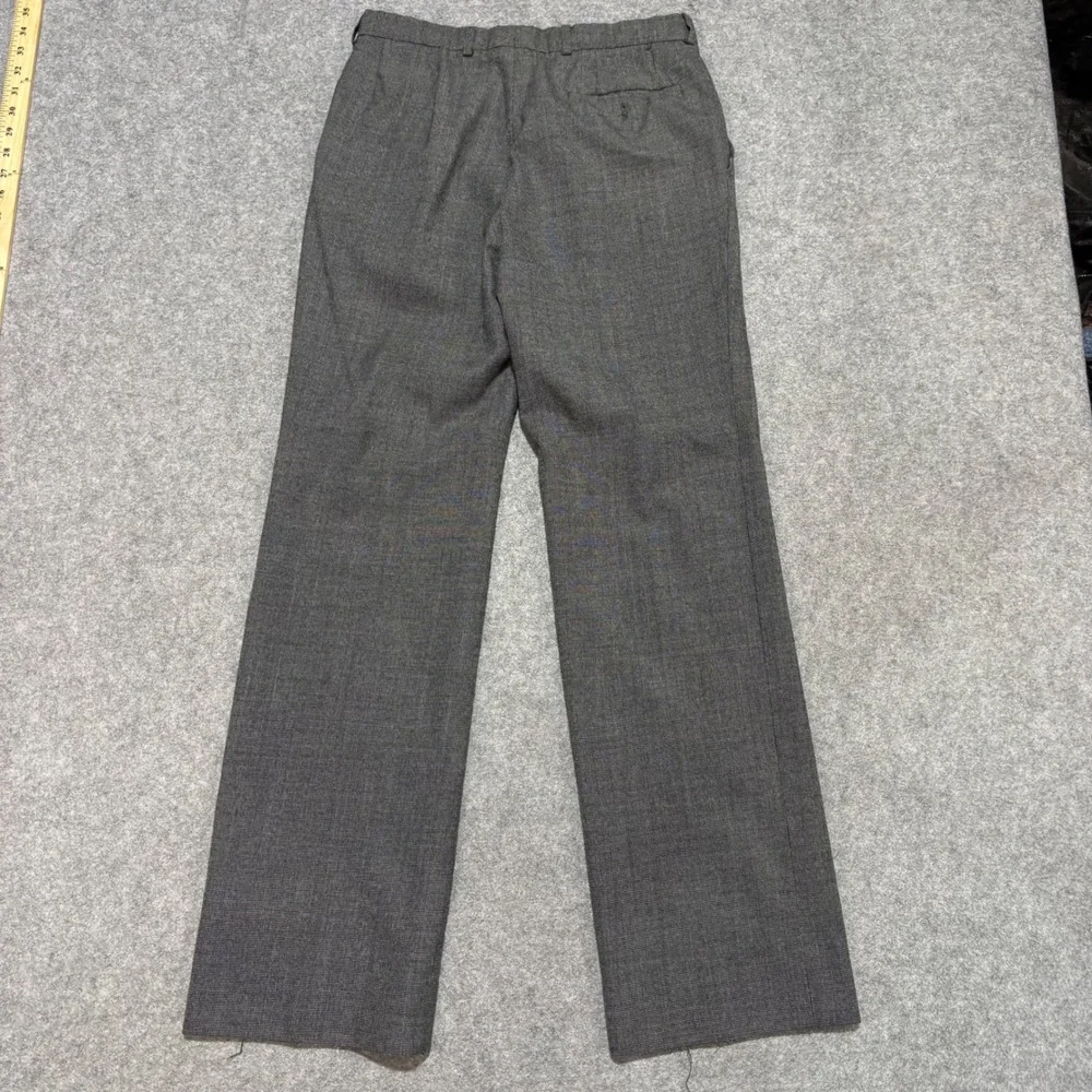 Vintage Yves Saint Laurent Men Grey Micro Check Dress Pants Straight Leg 31x31.5